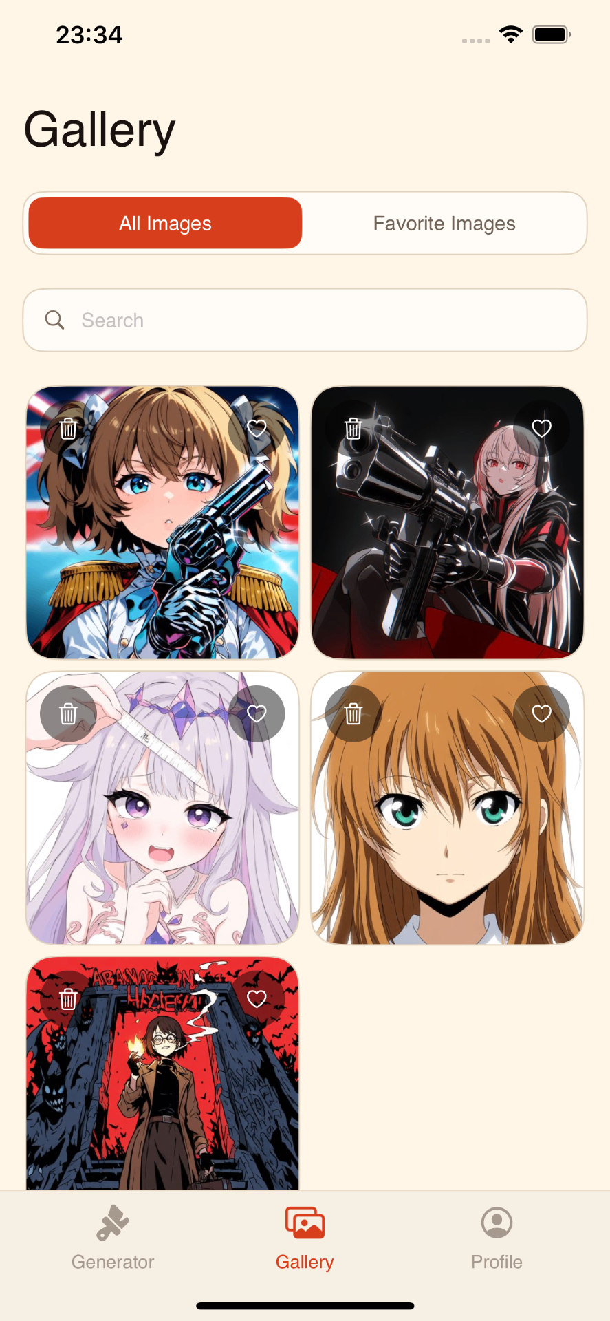 AnimeGen Your gallery screen